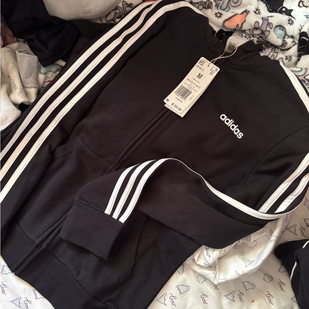 Adidas black full zip sweater
